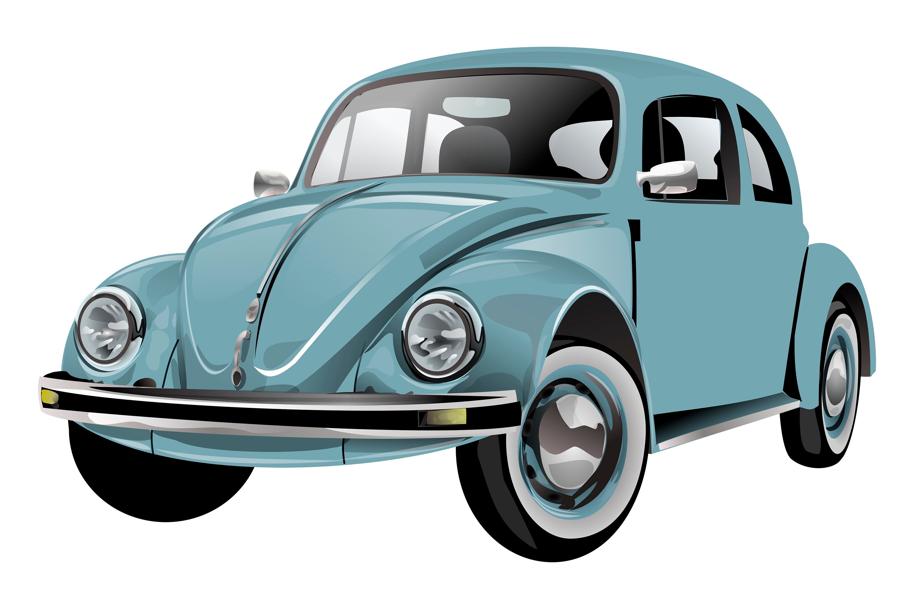 Vintage VW Beetle Car Clipart Vehicle Illustration EPS JPEG - Etsy