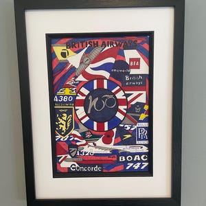 British Airways - BA100 Print. 747 787 Heathrow BOAC, BEA hand drawing art artwork print framed unframed Heathrow airport