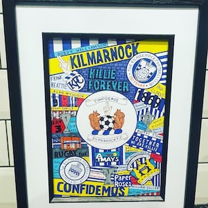 Kilmarnock Football Club - Schottischer Fußball - Rugby Park - Druck A4 Kunst - Kunstwerk - Handgezeichnet - Killie