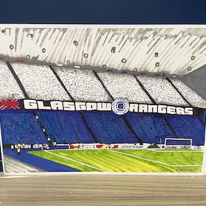Rangers Football Club - Scottish Football - Ibrox - Union Bears Display - RFC - A4 Print - Artwork - Europa League - RFC - Broomloan Stand