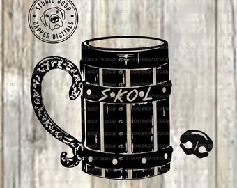 Boire svg Tshirt idée pour lui SKOL Viking Mug SVG & PNG téléchargement numérique prêt à couper fichier
