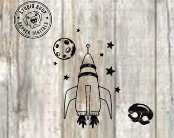 Rocket SVG Rocket to the Moon SVG & PNG Instant Download Ready to Cut Files