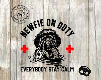 Chien Terre-Neuve SVG, Newfie On Duty Design (téléchargement numérique)