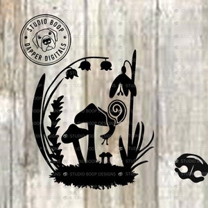 Nature SVG Tshirt Idea Mushrooms & Snail Forest Floor  SVG and  PNG Digital Download Ready to Cut Files