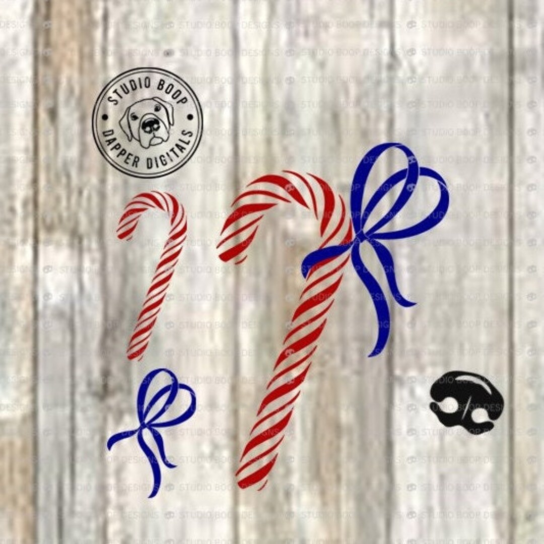 Christmas SVG Candy Cane With Bow SVG & PNG Instant Download Ready to ...