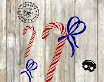 Christmas SVG Candy Cane with Bow SVG & PNG Instant Download Ready to Cut Files