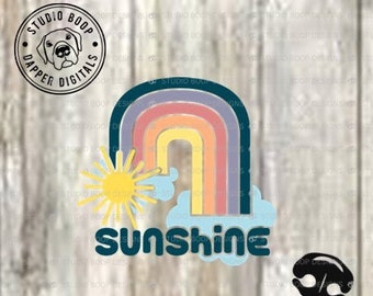 Retro Sunshine SVG Rainbow SVG and  PNG Digital Download Ready to Cut Files