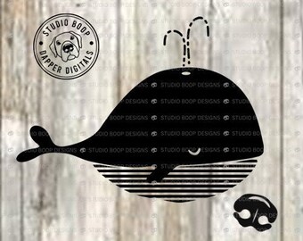 Baleine SVG Tshirt ou Onesie idée Spouting Whale SVG et PNG Téléchargement instantané Prêt à couper des fichiers