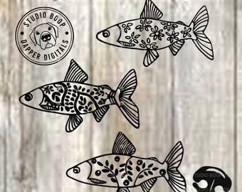 Fish SVG Batik Fish Designs  SVG & PNG Instant Download  Ready to Cut Files