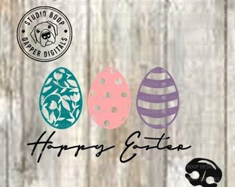 Easter SVG Easter Eggs Happy Easter SVG & PNG Instant Download  Ready to Cut Files