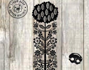 Norvégien Folk Art Topiaire SVG Floral SVG et PNG Téléchargement numérique Prêt à couper des fichiers