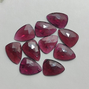 Garnet 100% Natural Rhodolite Garnet Rose Cut Trillion Shape Flat Backs Lot Gemstone, 43.50 Caret Size 14x10 mm Gemstone For Making Jewelry,