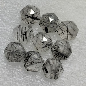 100% Natural Black Rutile Rose Cut Hexagon Shape Flat Backs Lot Gemstone, 37.80 Caret Size 10 mm For Making Jewelry Ring Pendant Size,