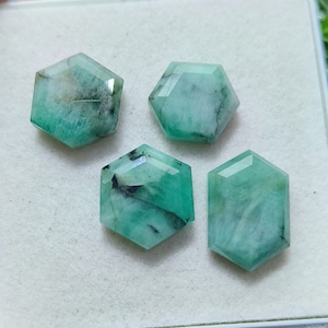 Smeraldo autentico e naturale al 100%, taglio esagonale a gradino, con dorso piatto, lotto di pietre preziose, 28,65 carati, dimensioni da 16 mm a 11 mm, per la realizzazione di anelli di gioielleria.