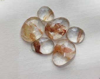 Natural Garden Quartz Gemstone Lot: Rose Cut Freeform Pendants