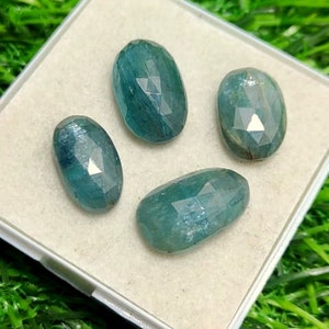 Kyanite, 100% Natural Aqua Kyanite Rose Cut Free Form Flat Backs Lot Gemstone 41.65 Caret Size 16 mm To 18 mm Making Jewelry Gift For Her