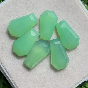 100% Natural Chrysoprase chalcedony Step Cut Coffin Shape Flat Backs Lot Gemstone, 35.00 Caret Size 10x16 mm For Making Jewelry,