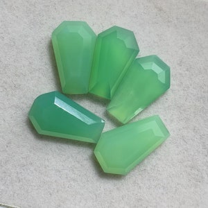 100% Natural Chrysoprase chalcedony Step Cut Coffin Shape Flat Backs Lot Gemstone, 27.00 Caret Size 10x16 mm For Making Jewelry,