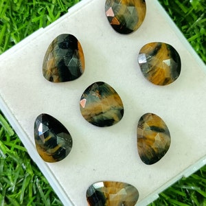 Unique & 100% Natural Tiger Eye, Rose Cut Fancy Shape Free Forms Lot Gemstone 36.00 Caret Size 15 mm To 14 mm Gemstone For Making Jewelry
