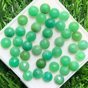 100% natuurlijke chrysopraas roos gesneden ronde vorm platte achterkant Veel edelsteen, 37,00 caretgrootte 6 mm voor het maken van sieraden Ringmaat,