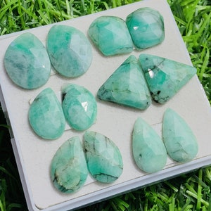 100% Natural Emerald Green Color Emerald Rose Cut Mix Shape Pair Lot Gemstone, 64.00 Caret Size 19 mm To 14 mm For Making Jewelry,