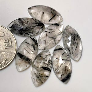 100% Natural Black Rutile Rose Cut Marquise Shape Flat Backs Lot Gemstone, 38.00 Caret Size 10x20 mm For Making Jewelry Ring Pendant Size,