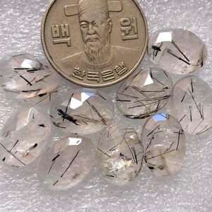 100% Natural Black Rutile Rose Cut Oval Shape Flat Backs Lot Gemstone, 38.00 Caret Size 10x14 mm For Making Jewelry Ring Pendant Size,