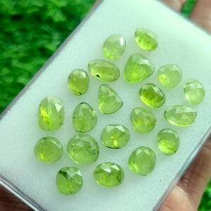 Peridot Natural Green Peridot, Rose Cut Free Forms Lot Gemstone, 40.00 Caret Size 11 mm To 8 mm For Making Jewelry Ring Pendant Gift For Her