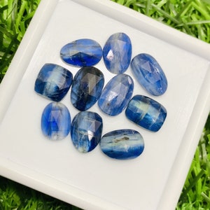 Kyanite 100% Natural Blue Kyanite, Rose Cut Fancy Shape Flat Backs Lot Gemstone, 26.50 Caret Size 11 mm To 8 mm For Making Jewelry,