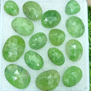 Tsevorite Natural Green Garnet Rose Fancy Shape Flat Back Lot Gemstone 103.65 Ct Size 17mm To 10mm For Making Jewelry Men & Women Ring Size