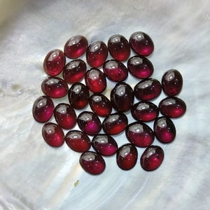 Garnet 100% Natural Rhodolite Garnet Oval Shape Cabochons Lot Gemstone, 50.50 Caret Size 9 mm To 7 mm For Making Jewelry Ring Pendant Size,