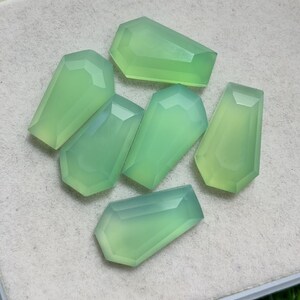 100% natuurlijke chrysopraas-chalcedoon stapgeslepen kistvorm platte achterkant Veel edelsteen, 30,70 caretgrootte 10 x 16 mm voor het maken van sieraden,