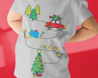 Christmas Tree T-Shirt, DIY Craft Shirt, Holiday Kid's Shirt, Festive Winter Tee, Creative Craft Shirt, Children's Graphic Tees, Cute Shirt