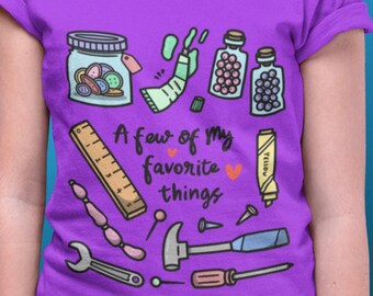 Favorite Things T-Shirt, Crafting Kids Shirt, Creative Children's Clothing, Builder Shirt, Kids Maker Shirt, Arts & Crats School Tee