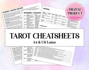 Ściągawka do Tarota | Znaczenie kart Tarota, strony dziennika | A4 - List amerykański | Naucz się Tarota | Minimalistyczne do druku i pobrania