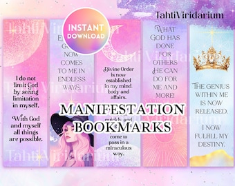 Manifestation bookmarks / Printable DIGITAL stationery / Affirmation bookmark, miracle mindset, law of attraction, manifestation queen / 001