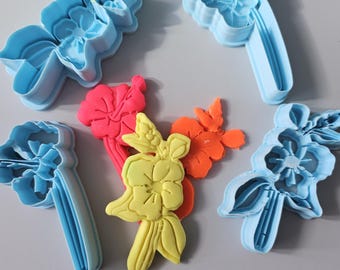 Koekjessnijderset hibiscusbloem – Maga Flower uit Puerto Rico| Uitsteker en stempel of opdruk: collectie Puerto Rico|Kleisnijder| Fondant uitsteker