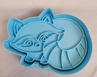 Cortador de galletas y sello de mapache: Horneado de bosque impreso en 3D