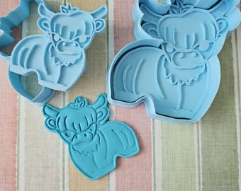 Highland Cow Cookie Cutter| Cutter and Stamp| Clay Cutter