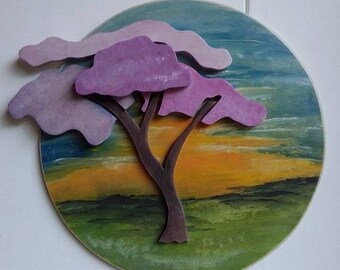 Chery Blossom 3D wall painting/ wooden wall art/ unique decor/ art finds