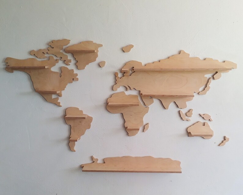 World shelf set/ Montessori/display shelf/sensory/wood grain / baby decor/ open-ended/ educational decor/ world map shelf/small worldplay/ image 1