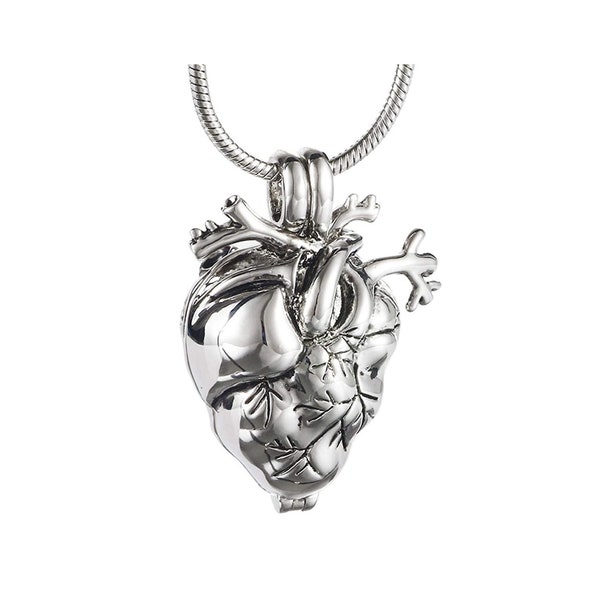 Anatomical Heart Necklace, Heart Shaped Urn Necklace, Heart Cremation Necklace, Heart Locket for Ashes, Heart Pendant for Ashes, Urn Jewelry