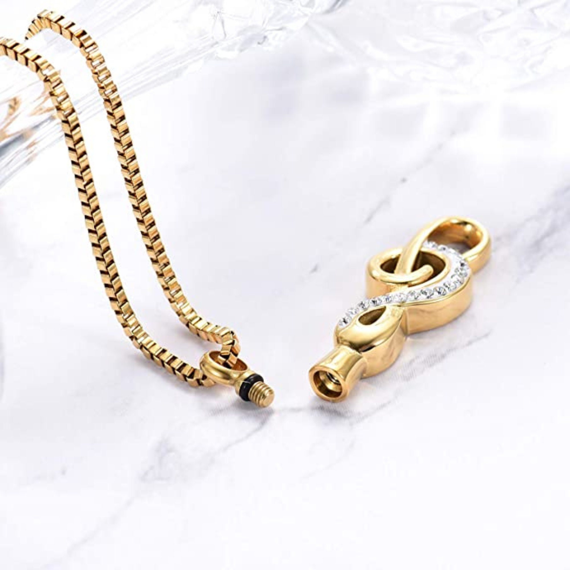 Music Note Urn Necklace for Ashes, Music Note Cremation Holder for