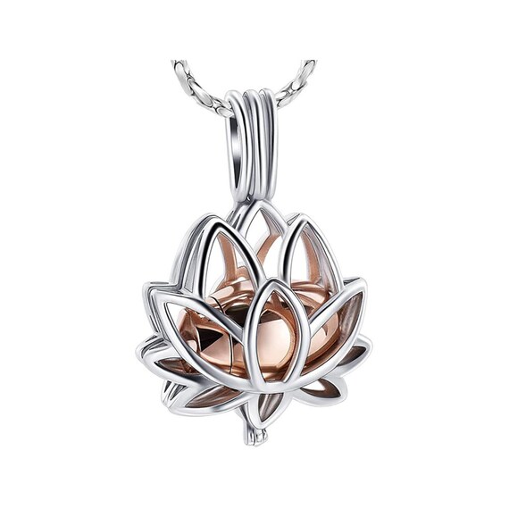 Lotus Urn Necklace Lotus Flower Ashes Pendant Mini Cremation Urn
