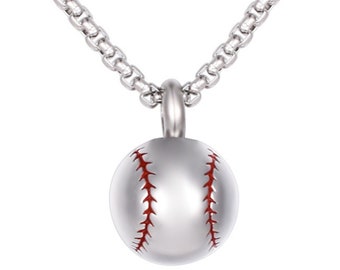 Baseball Urn Necklace for Ashes, Baseball Cremation Jewelry, Baseball Memorial Pendant, Keepsake Urn for Human Ashes, Mini Cremation Pendant
