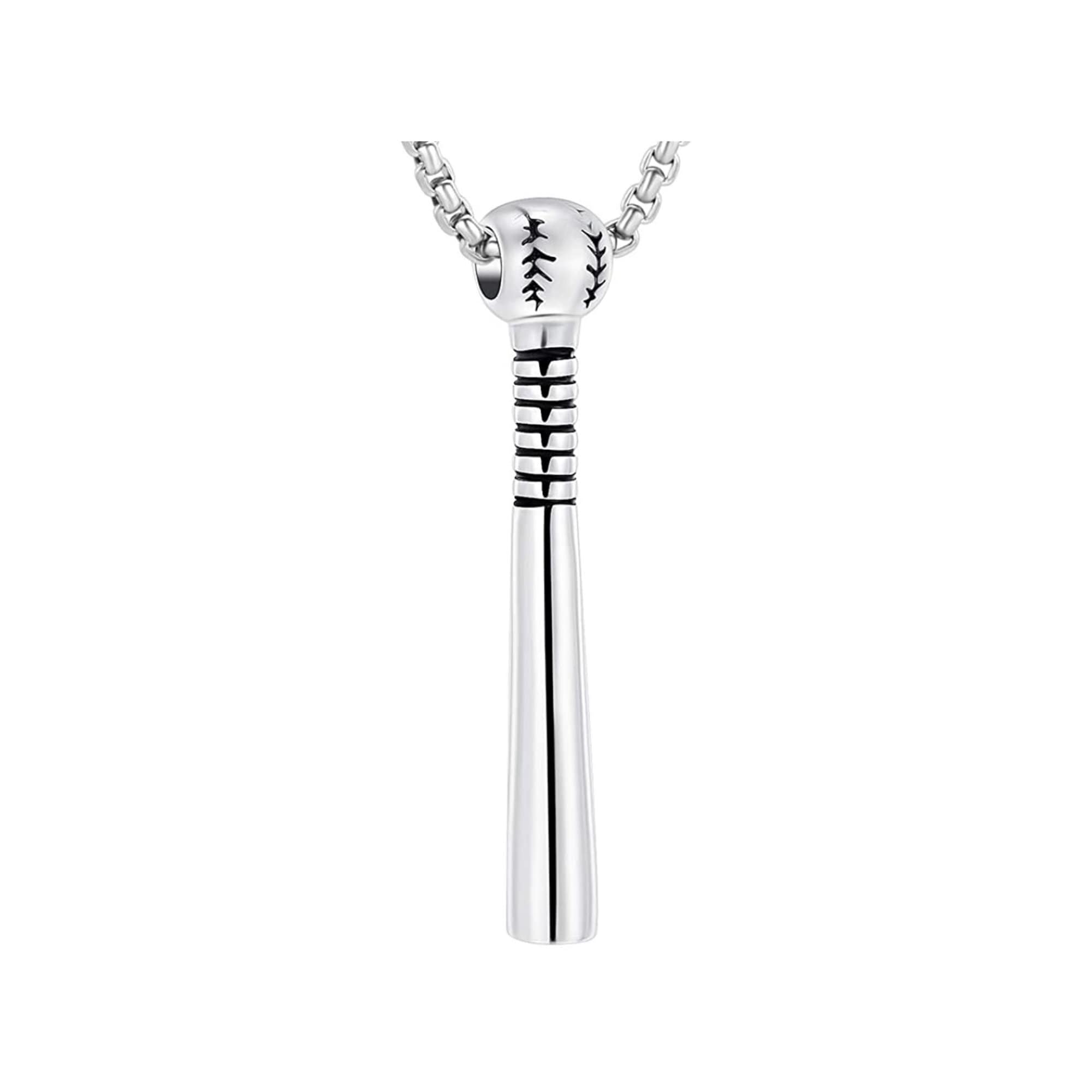 Baseball Bat Urn Necklace for Ashes, Baseball Bat Cremation Pendant