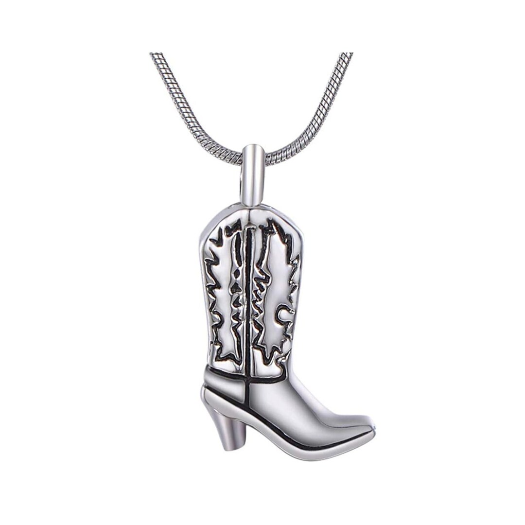Cowboy Boot Urn Necklace, Cremation Jewelry for Ashes, Memorial Urn Necklace, Keepsake Jewelry