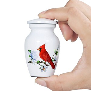 Red Cardinal Urn for Human Ashes, Mini Urn for Pet Ashes, Mini Funeral Urn, Cardinal Small Urn for Ashes, Unique Urn for Cremation Ashes