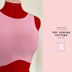 Tank Top Pattern, Crop Top Pattern, Easy Beginner Pattern, Sports Bra Pattern, Y2K Crop Top, Women&#39;s Sewing Patterns
