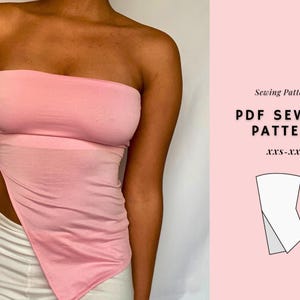 Strapless Tube Top Sewing Pattern: Beginner-Friendly, Stretch Fabric (PDF Pattern, XXS-XXL)